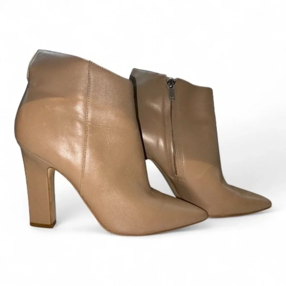 Marc Fisher LTD Pointed Toe Tan Leather Heeled‎ Ankle Boots Booties 8.5M